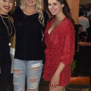 Red floral free people tunic dress